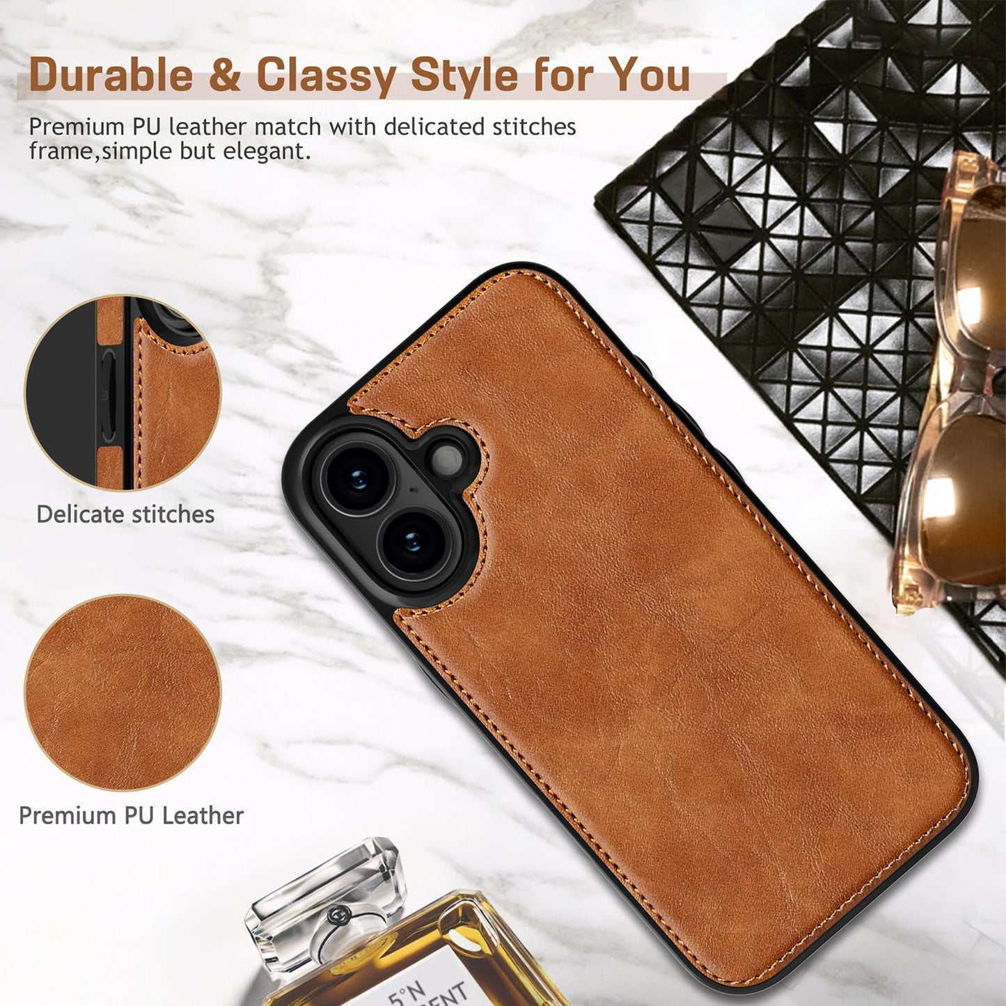 LOHASIC for iPhone 17 Leather Case, Slim Business PU Classic Elegant Style Soft Non-Slip Grip Shockproof Rugged Protective Cover Phone Case for iPhone17 6.3" 2025 - Sand Dune