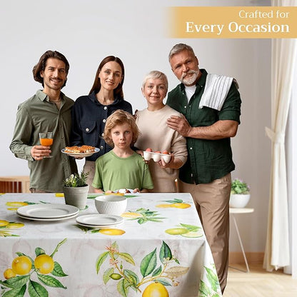 Maison d' Hermine Table Cloth Square Table 100% Cotton 60 x 60 Inches Tablecloth Reusable Decorative Everyday Use for Dining Room, Farmhouse, Home, Party, Festive & Wedding Spring Summer - Limoncello