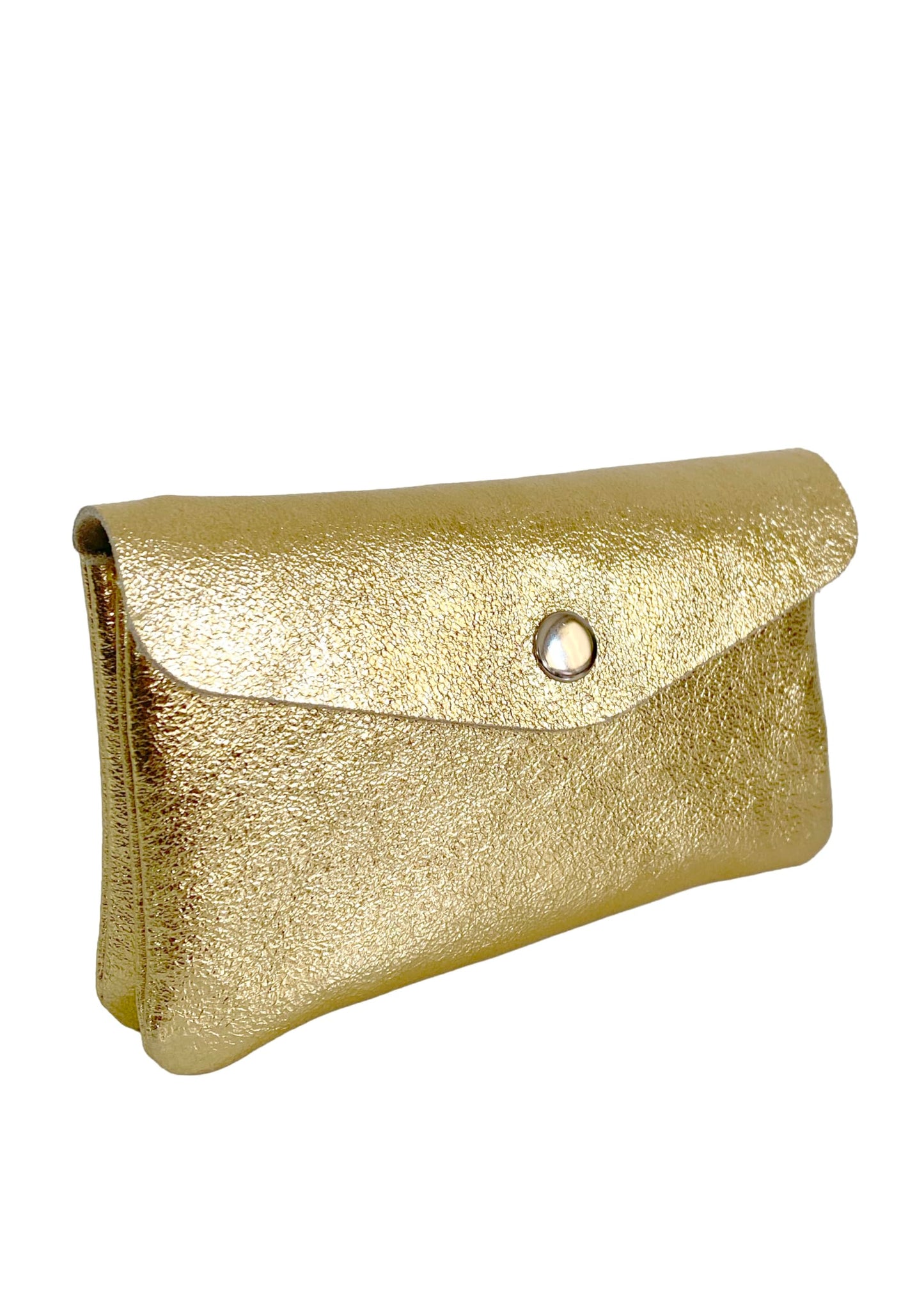 Genuine Leather Card Holder Wallet for Women, Compact Wallet with Snap Closure and Zipper Pocket, (gold)