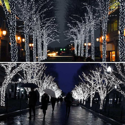 6 Pack Solar String Lights Outdoor, Extra-Long 600LED Fairy Lights Outdoor Waterproof, Solar Twinkle Light Silver Wire 8 Modes Fairy Light for Xmas Tree Party Wedding (Cool White)