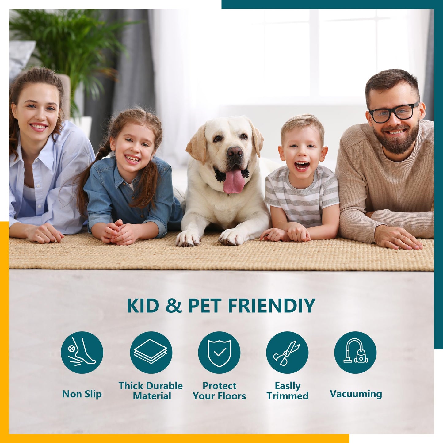 MIXCOOL Non Slip Rug Pad Gripper 8x10 Feet Extra Thick Pads for Hardwood Floors,Anti Skid Mat Under Carpet,Runner Keep Area Rugs Safe and in Place