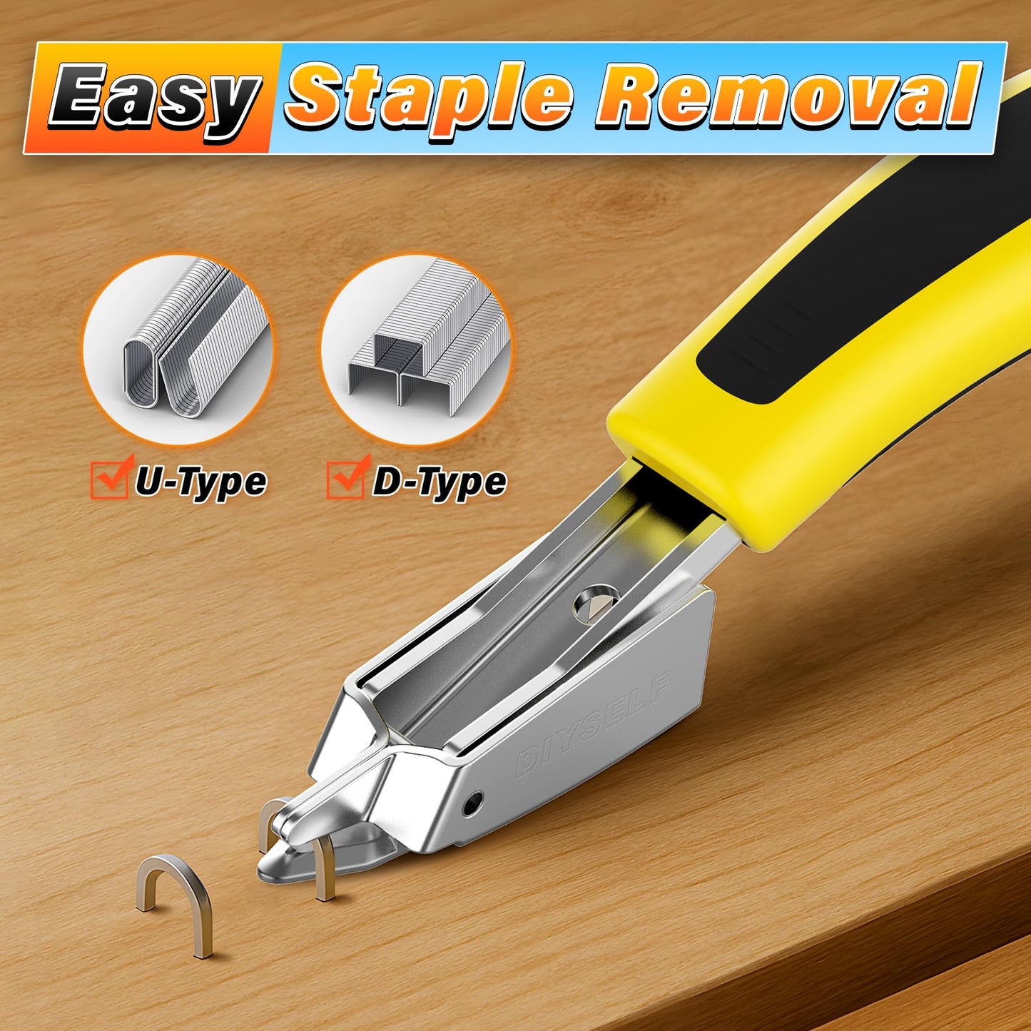 DIYSELF Staple Gun Heavy Duty 4-in-1 Upholstery Staple Gun with 4000 Staples Remover Fabric Stapler Stapler Gun for Wood Upholstering Crafts Carpet Wire grapadora para Madera Men Tool Gift Christmas