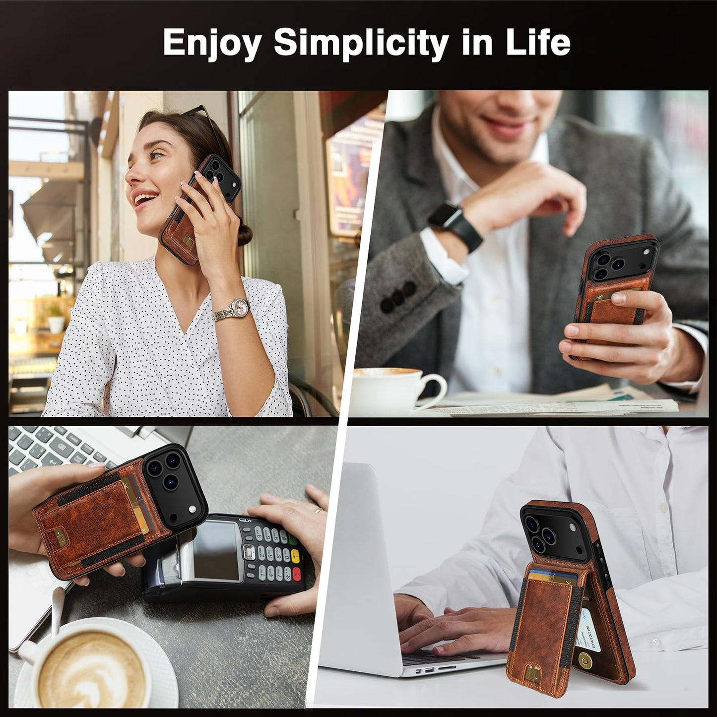 LOHASIC for iPhone 17 Pro Max Wallet Case with Card Holder, Women Men PU Leather RFID Blocking Credit Card Slots Kickstand Protective Cover Flip Phone Case for iPhone 17 ProMax 6.9" 2025 - Brown