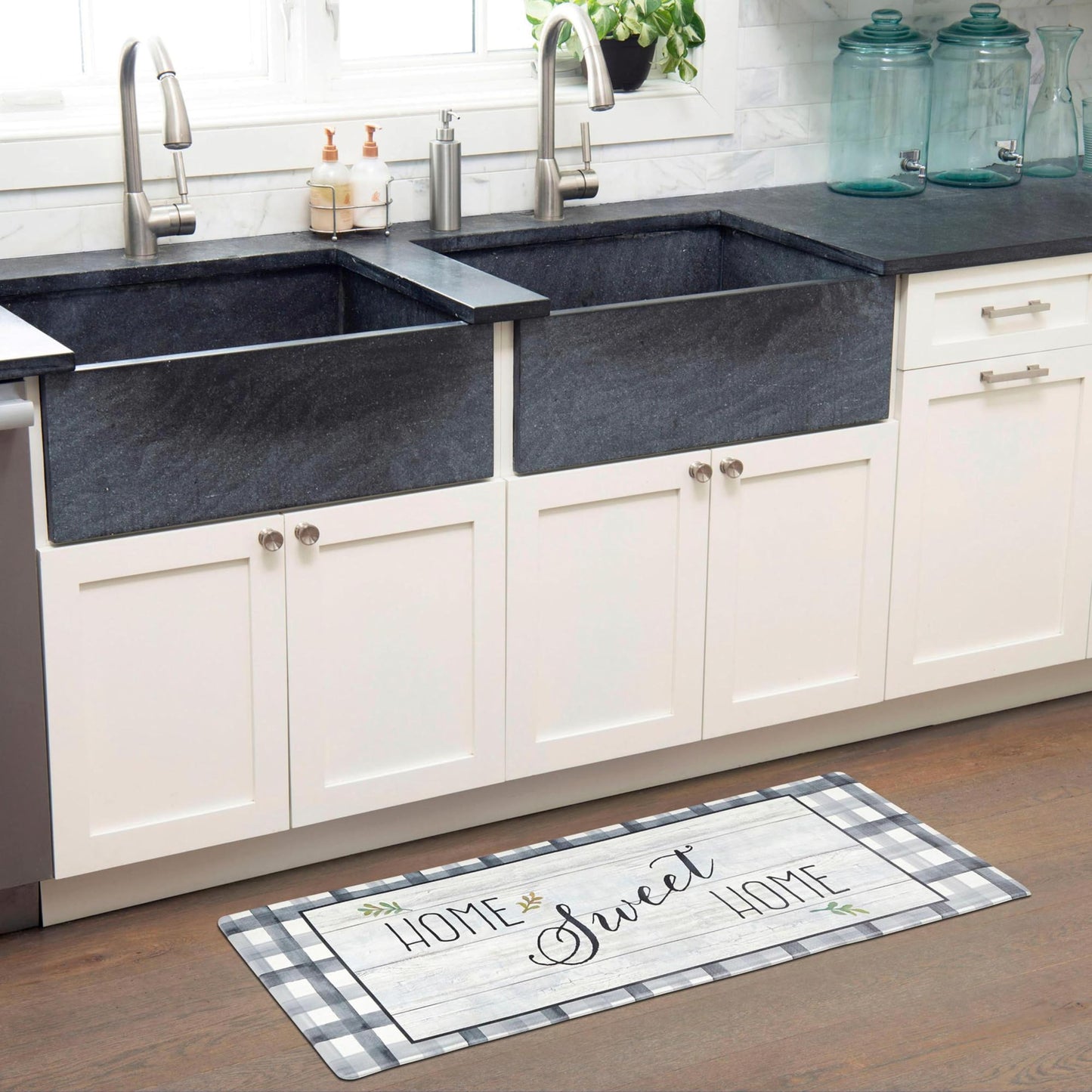 Cozy Living Anti-Fatigue Kitchen Mat, Farmhouse Buffalo Check 17.5"x55"