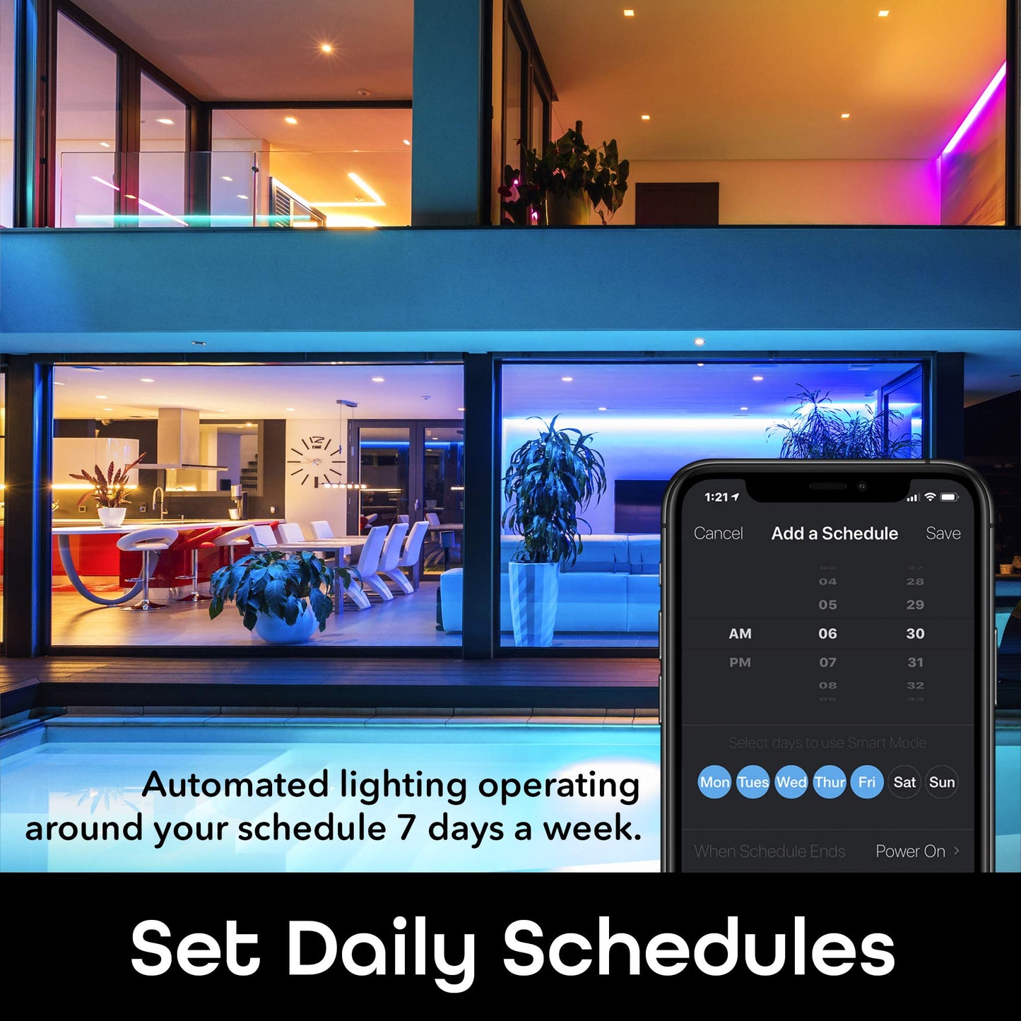 Geeni Smart LED Strip Lights,RGBWW Color Changing,Weatherproof,Timer & Scenes, Dimmable,Tunable White, Works with Alexa & Google Home 9.8ft