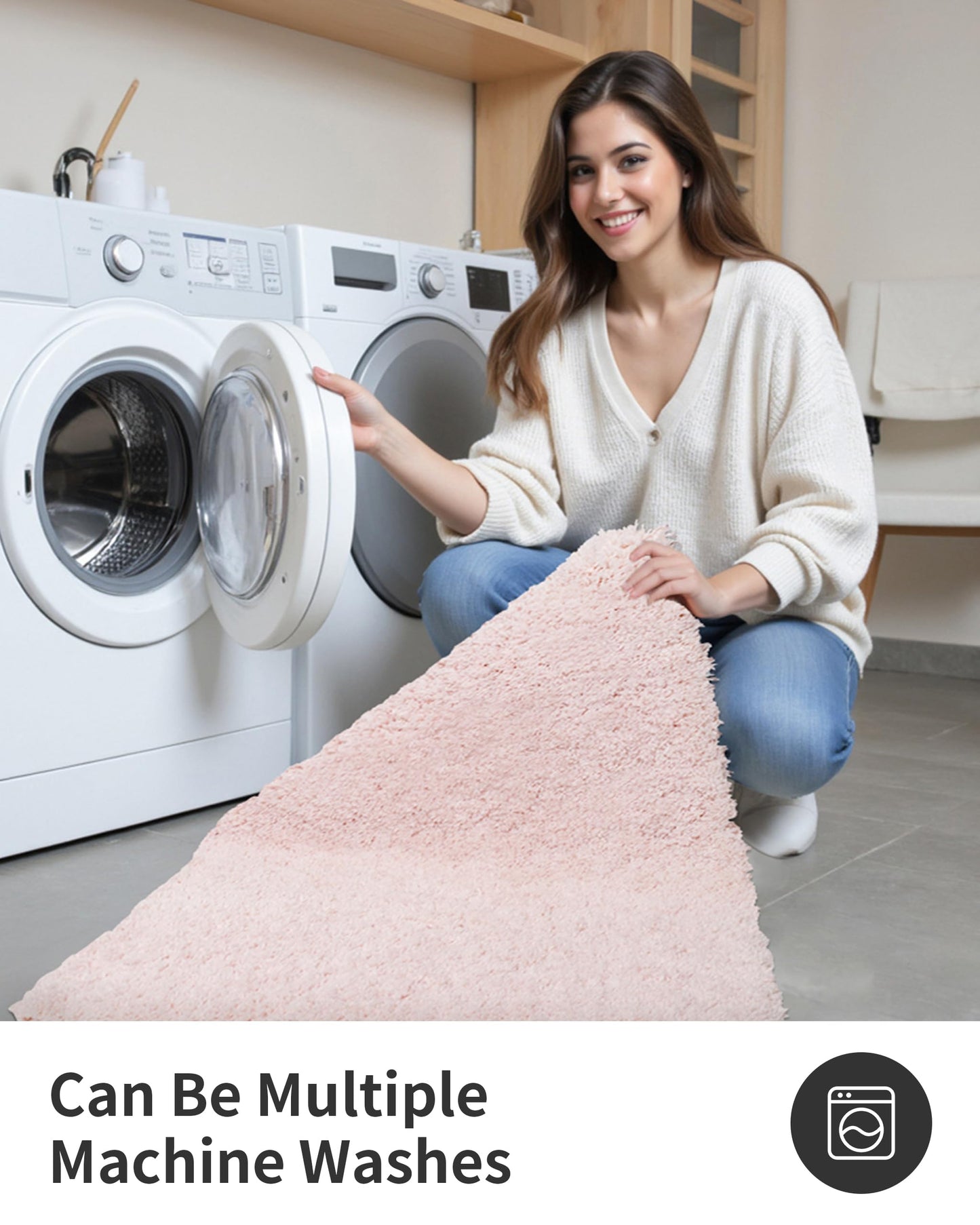 ILANGO Pink Toilet Rugs U Shaped 22" × 24" Non Slip & Super Absorbent Extra Thick Soft, Washable Bath Mats for Bathroom Floor, Microfiber Plush Shaggy Contour Bath Rugs for Toilet,Dry Quick
