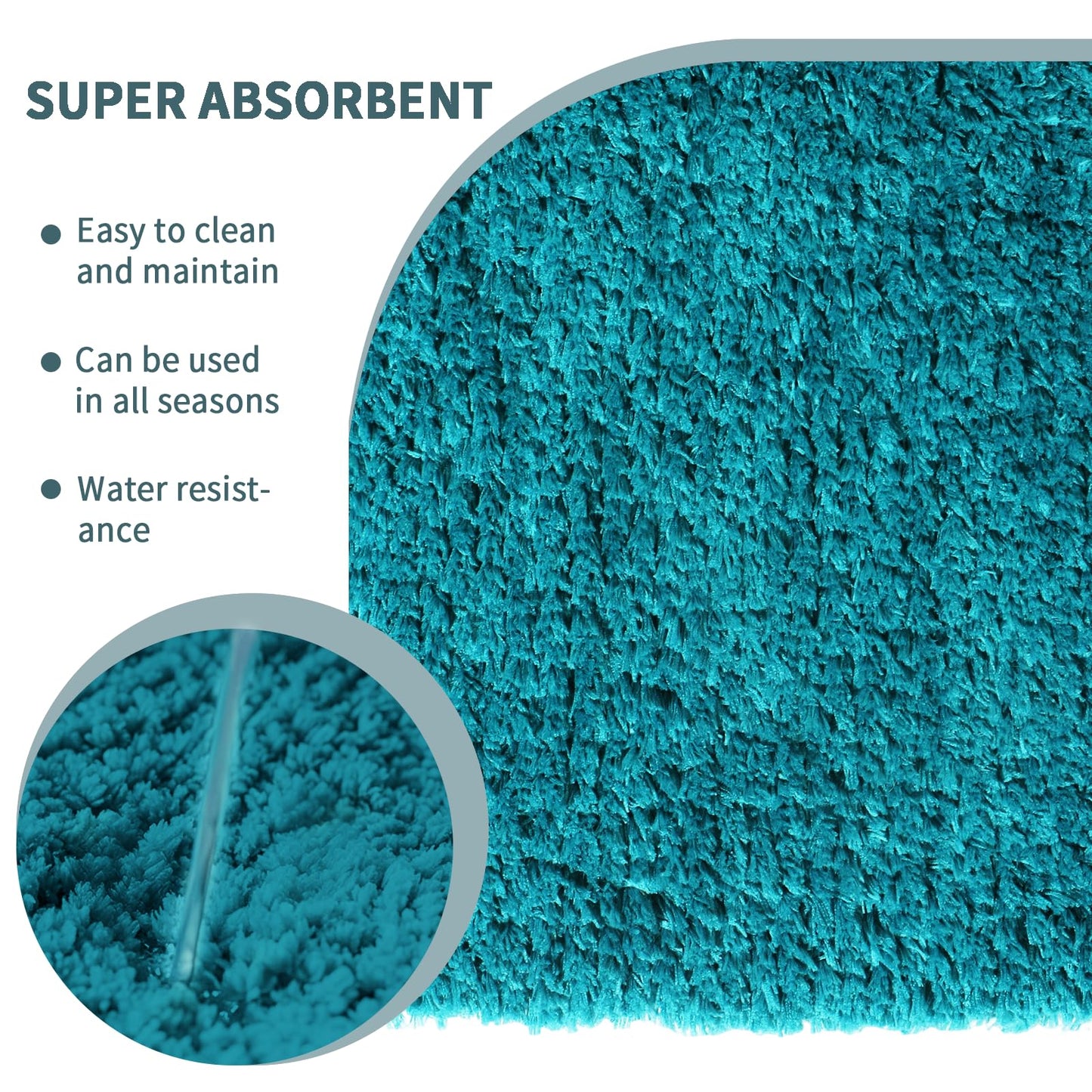 Baahrnom Bathroom Rugs Sets 3 Piece with Adjustable Toilet Seat Cover 17.5"x 15" Machine Washable Bath Rug Set with TPR Non Slip Rubber Backing Solid Bath Mat Set for Luxury Bathroom Decoration
