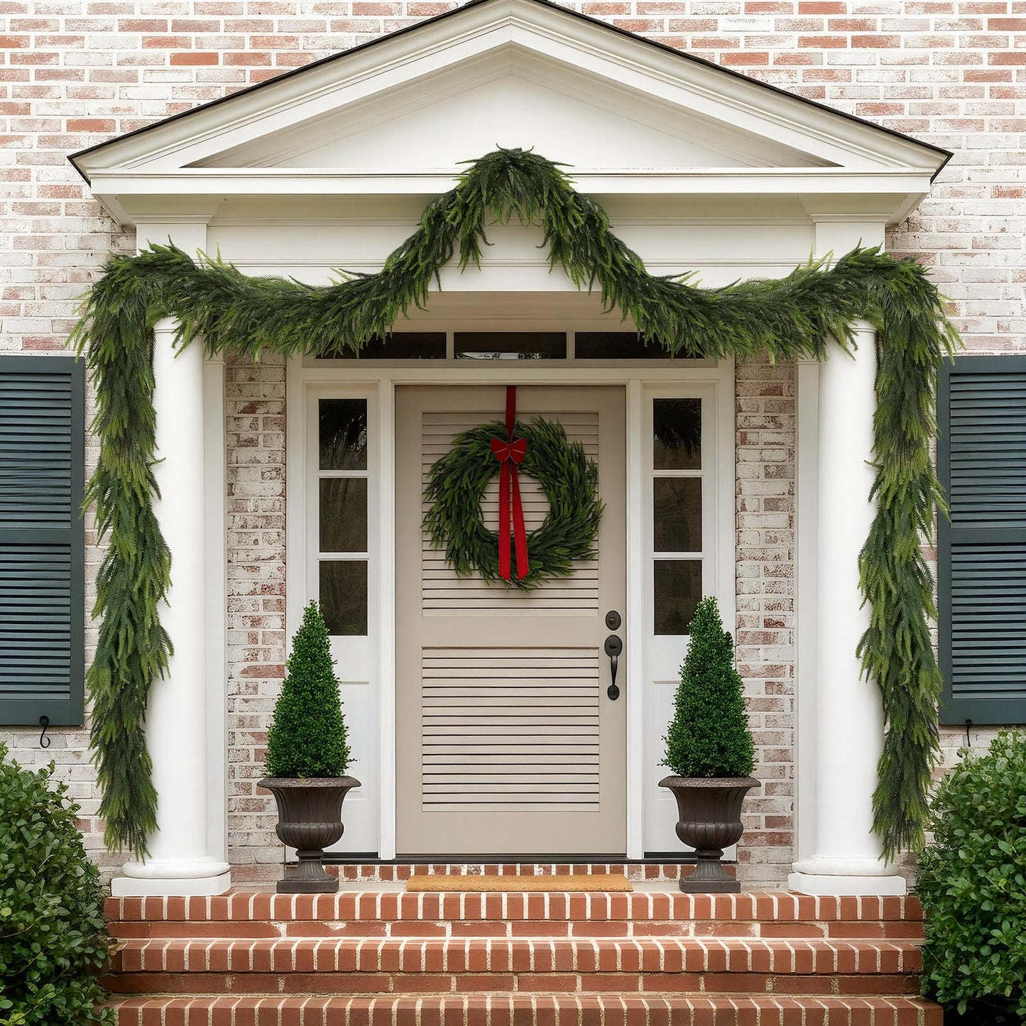 N&T NIETING 12FT Christmas Norfolk Pine Garland Real Touch Pine Artificial Garlands Faux Greenery Garland Winter Christmas Garland for Table Mantle Fireplace Indoor Outdoor Xmas Decorations (1 Pcs)