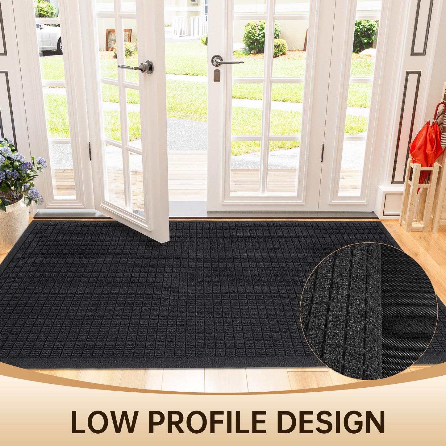 Amyracel Front Door Mat Indoor Outdoor Entrance, 36" x 48" Heavy Duty Commercial Floor Mat, All-Season Waterproof Rubber Back Doormat for Entryway, Fade Resistant, Low Profile, Easy Clean