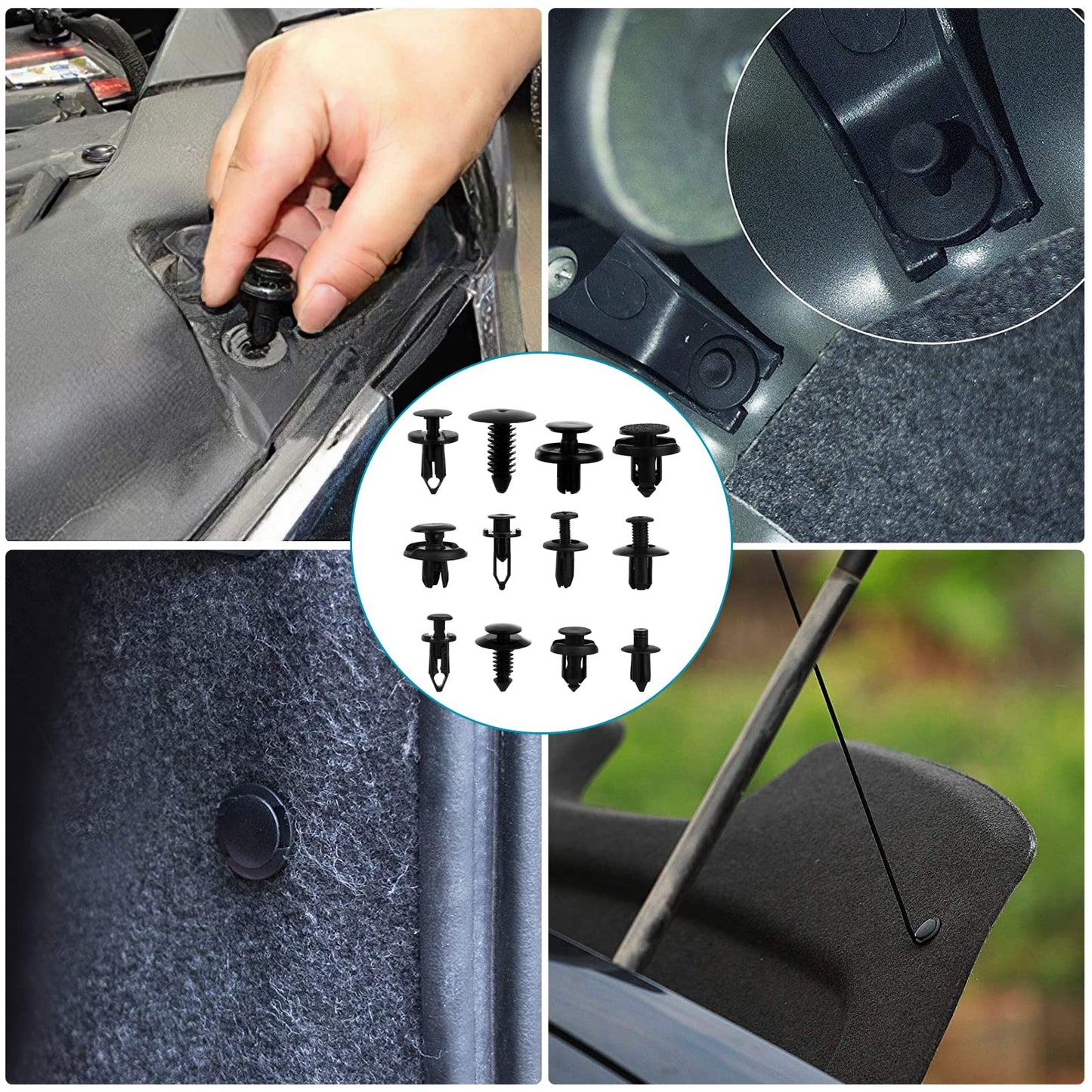 835 PCS Car Push Retainer Clips and Plastic Fasteners Kit - 24 Sizes Nylon Bumper Fender Clips Plastic Rivets with Fasteners Removal Tool for Toyota GM Ford Honda Acura Chrysler Blue