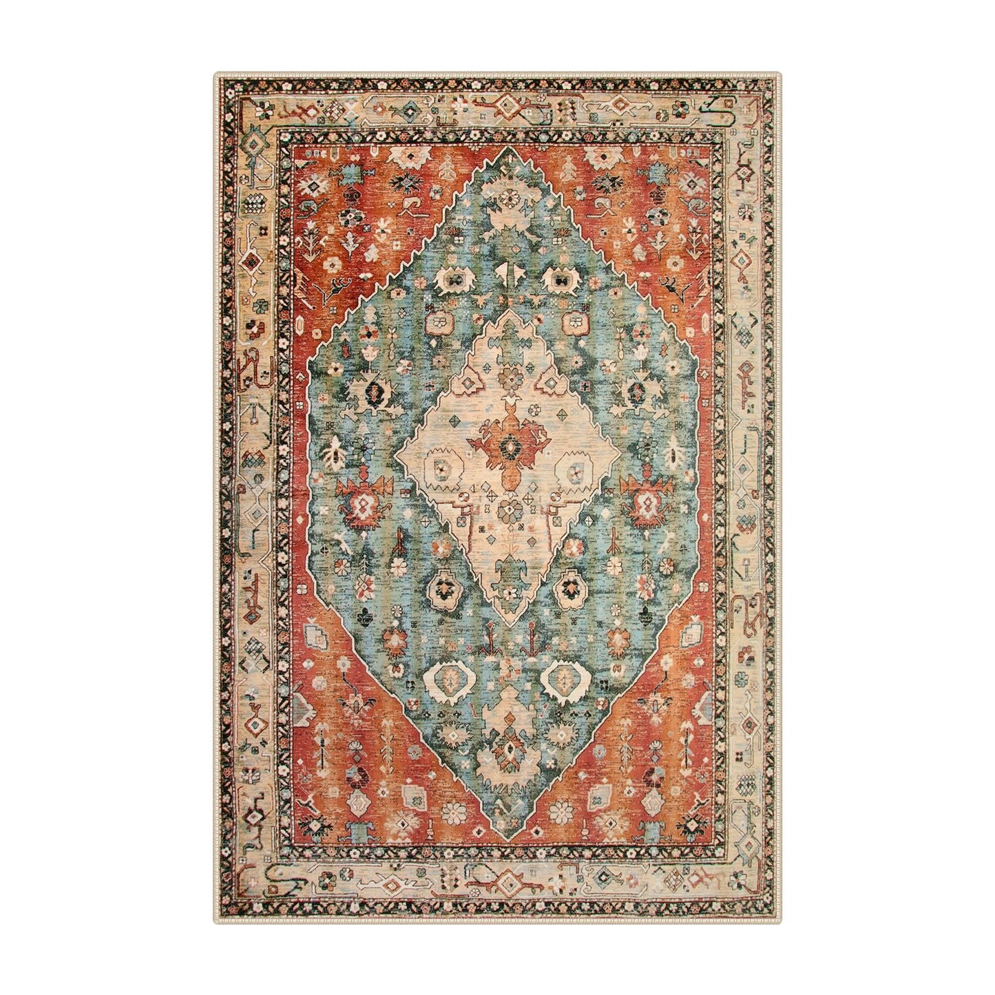 Lahome Felice Boho Tribal 2x3 Washable Small Rugs for Entryway Doormat Indoor Entrance, Throw Rugs with Rubber Backing, Bohemian Soft Non-Slip Bathroom Carpet for Bath Front Door Kitchen Floor