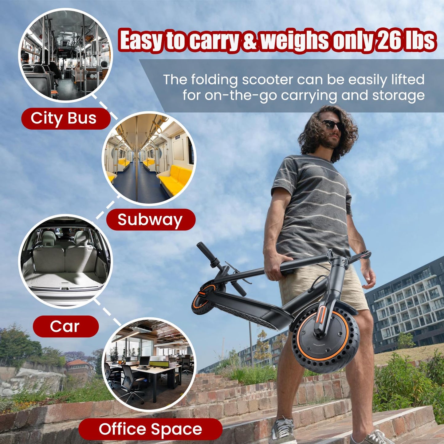 Electric Scooter, 8.5" Solid Tires E Scooter for Adult, Peak 500W Motor, Up to 19MPH /19-21Miles Commuter Escooter, with Smart APP and Cruise Control Portable Scooter Electric