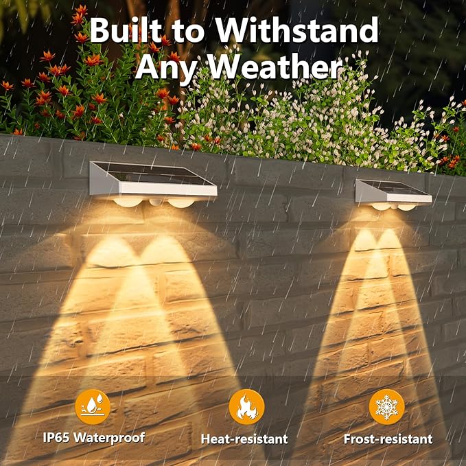 NIORSUN Solar Fence Lights,8 Pack Solars Deck Light,Warm White Color,Outdoor Bulb Waterproof Led IP65,Power Patio Lamp with Lenses for Outside/Backyard/Railing/Yard（White）
