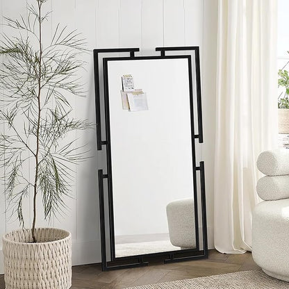Large Mirror Wall Decor, 46.5"x23" Black Mirror with Metal Frame for Bedroom, Living Room, Tempered Mirrors for Bathroom, Horizontal/Vertical