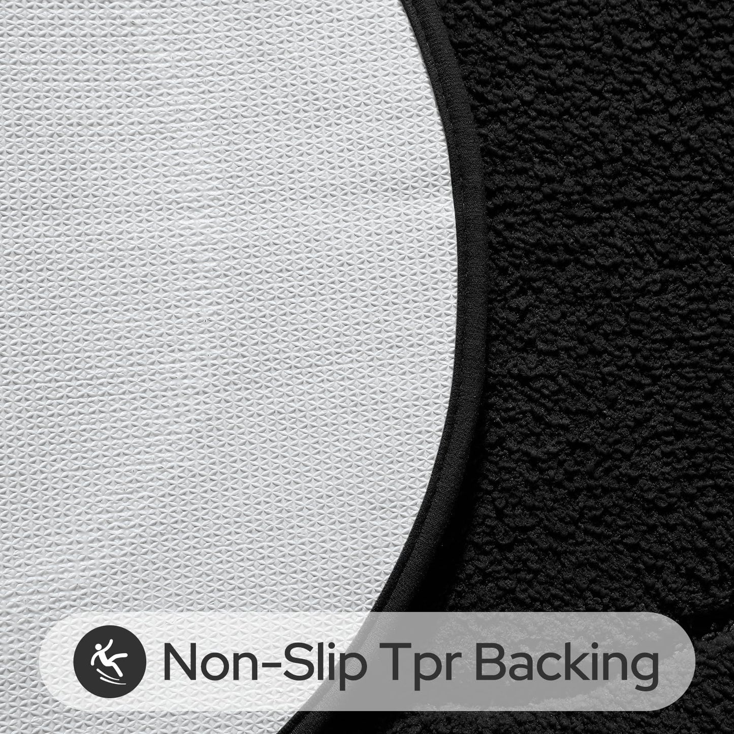 HOMEIDEAS Bathroom Rugs Sets 2 Piece, Small Bathroom Rugs, Soft, Absorbent Microfiber Mats, Machine Washable Bath Mats for Shower Room, Bathtub, Kitchen (20" x 32" + 16" x 24", Black)