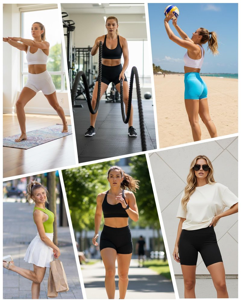 Moozava Womens 8" Gym Biker Shorts with PocketHigh Waisted Tummy Control Quick Dry Spandex Booty Shorts for Workout Athletic Yoga Running Black XS