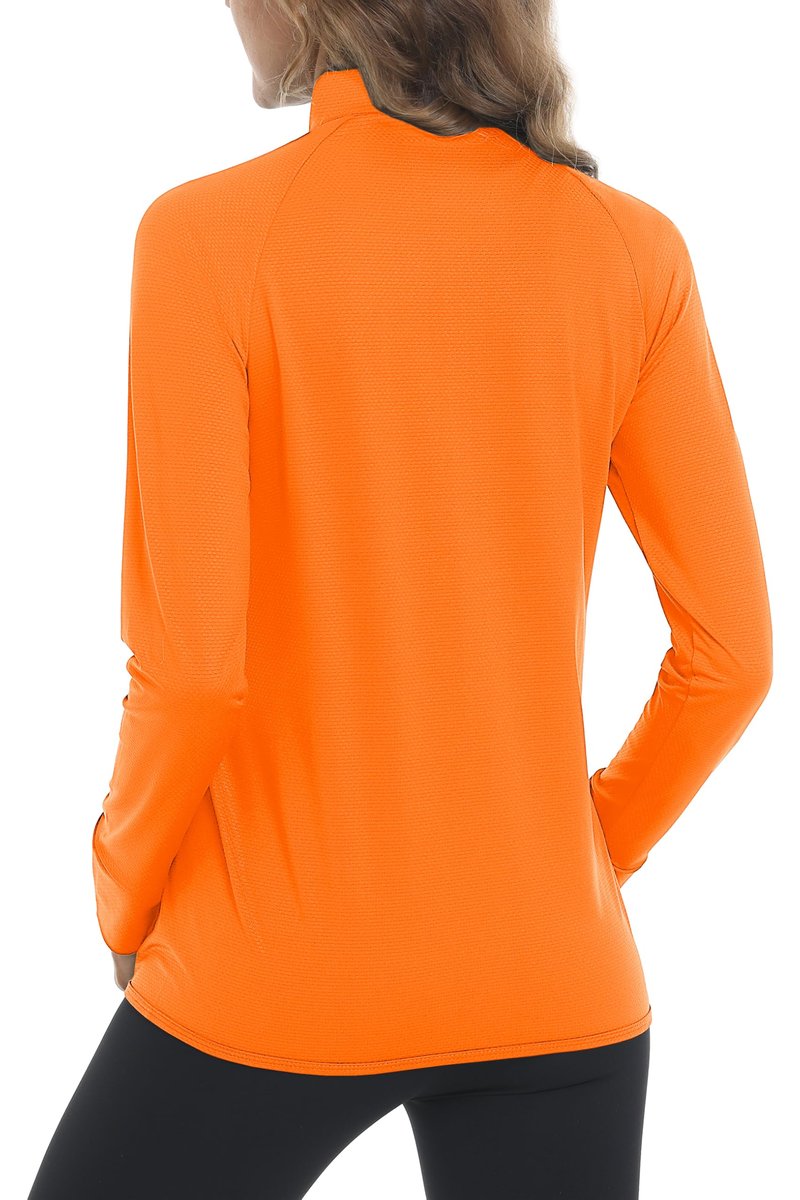 MAGCOMSEN Women's Long Sleeve Jackets Full Zip Lightweight UV Protection Hiking Shirts Athletic Jacket with Pockets Orange XL