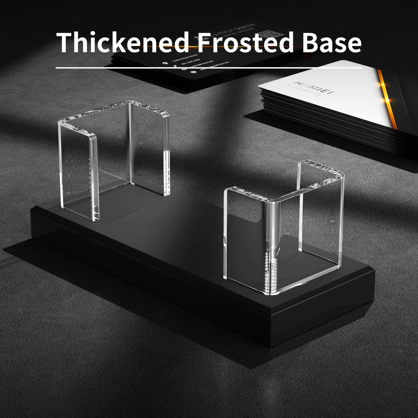 HIIMIEI Business Card Holder Acrylic: 2 Pack Business Card Display for Desk - Clear Business Card Stand for Office Reception Event Conference Room Desktop