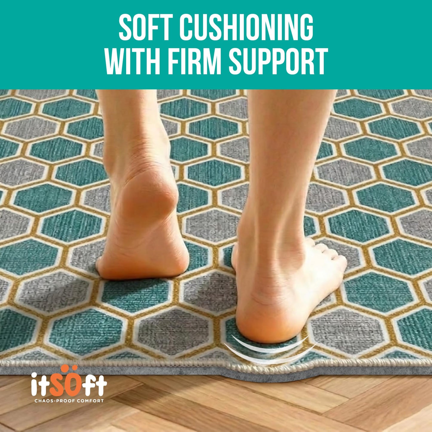 Premium Non Slip Rug Pad 2x3 Feet, 1/4" Thick Cushioned Rug Gripper for Hardwood Floors, Vinyl, Laminate, Stone, Carpet & Tile, Under Rug Padding Protects Floors