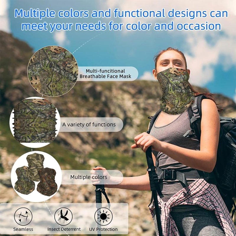 Valvphora 2 Pack Forest Camo Neck Gaiter Face Mask, Deer Duck Hunting Accessories Gifts for Men,Gator Neck is Used for Hunting