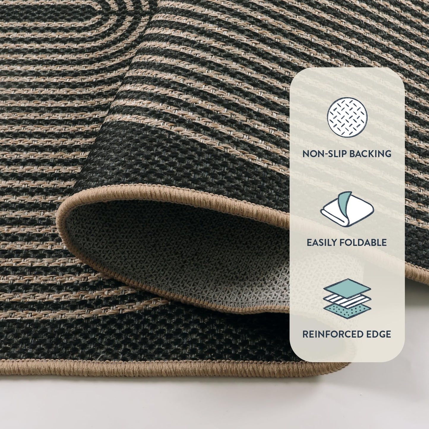 Lahome Enfys Modern Rainbow Round Rug, 6ft Easy Jute Circle Patio Rug Washable Indoor Outdoor Carpet for Living Room, Farmhouse Natural Contemporary Round Mat for Entryway Backyard Porch