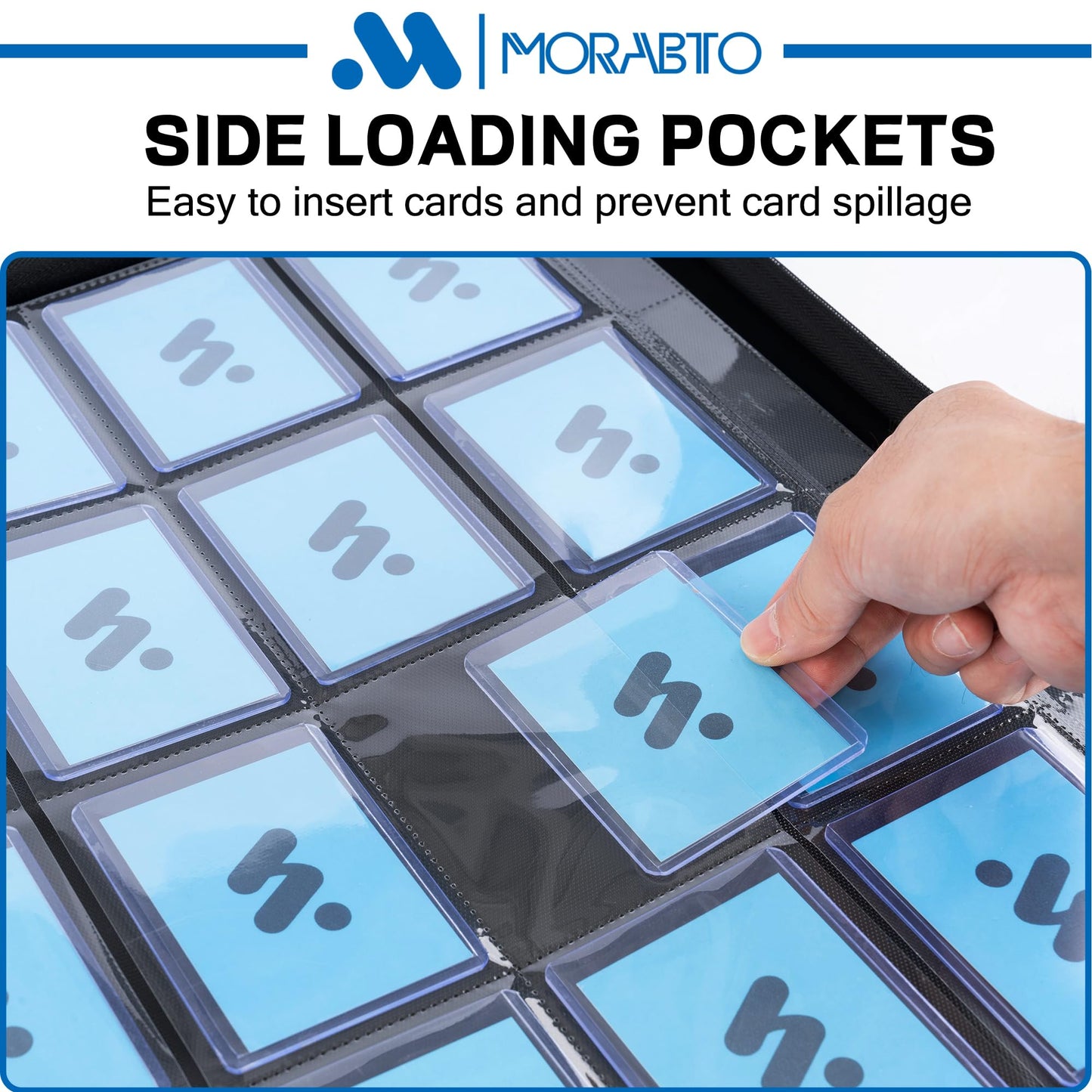 MORABTO Top Loader Binder, Holds 640 Top Loaders,16 Pocket Top Loader Binders for 3" x 4" Rigid Cards,Top Loader Card Binder for Hard Plastic Top Loaders -Orange