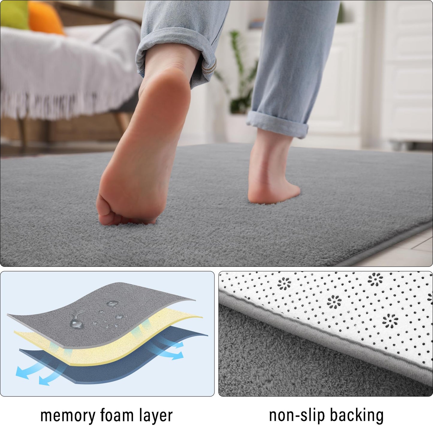 B BENRON Soft Rugs for Living Room 4x6 Grey, Minimalist Area Rug for Bedroom Nursery Dining Table Dorm, Throw Rugs for Men Boys Girls Kids Room Indoor Floor Carpets