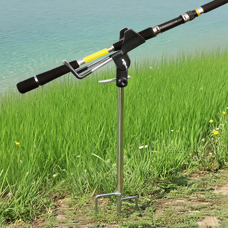 Aijmguo 2Pack Fishing Rod Holder for Ground, 360 Degree Adjustable Bank Fishing Pole Holders, Multifunctional Stainless Steel Beach Fishing Rod Stand Easy Set Up Rustproof(Gift for Men)