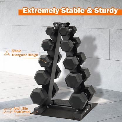 Fitvids Fitvids Rubber Coated Hex Dumbbell Weight Set and Storage Rack, 100LBS, 150LBS or 200LBS Set, 5-20 lbs, 5-25 lbs, 10-30 lbs Pairs