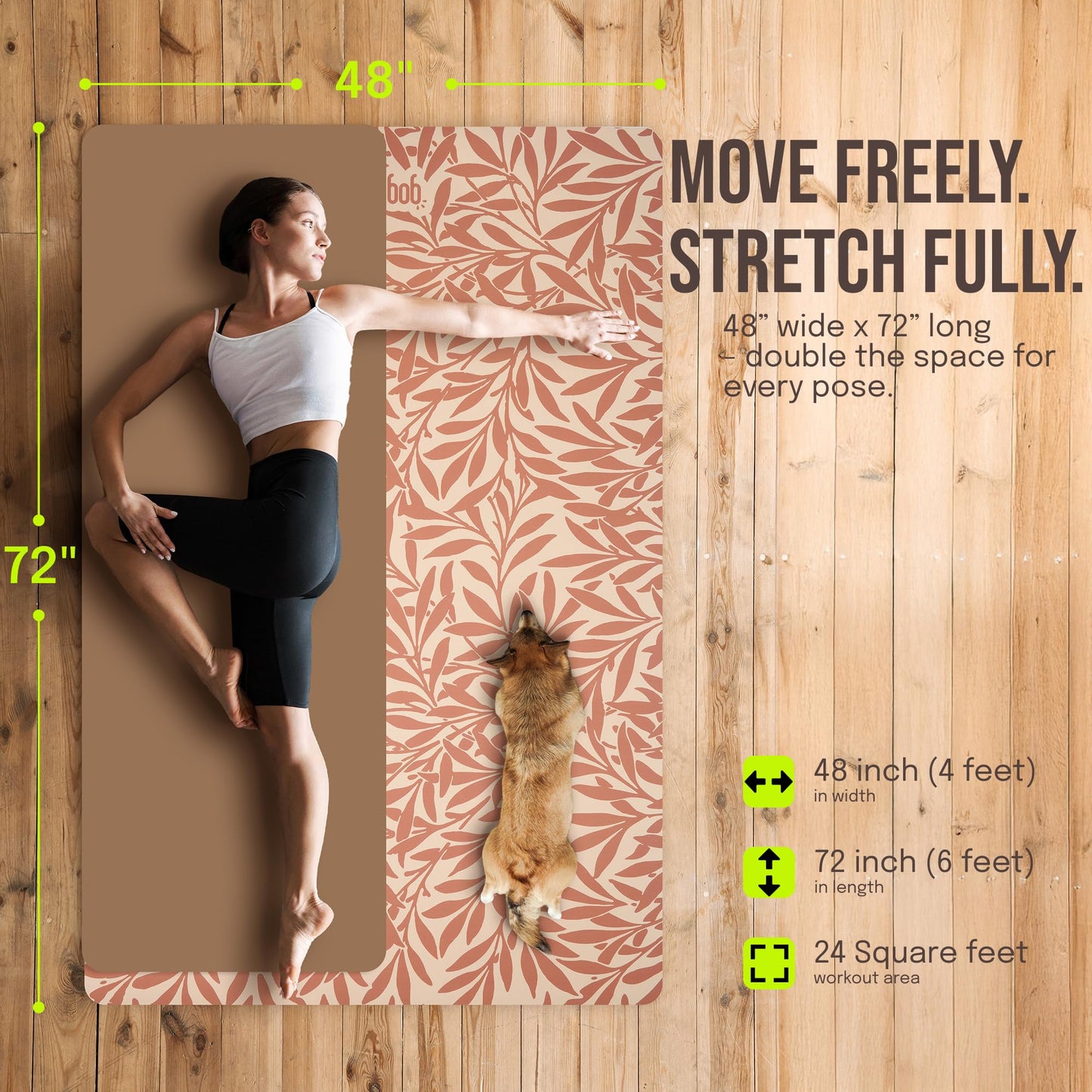Gogokiwi Large Yoga Mat (6'x4') Extra Wide & Thick Workout Mat for Home, Non Slip Fitness & Exercise Mat for Home Gym, Yoga, Pilates, Stretching, and Floor
