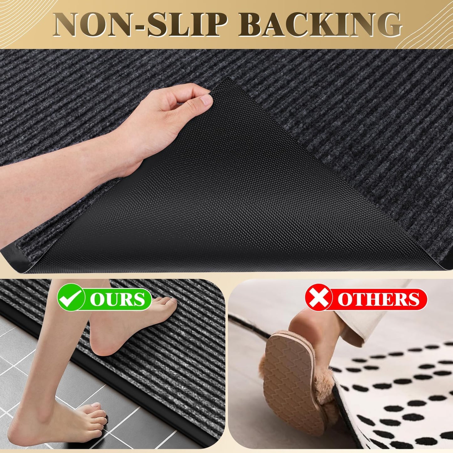 Laapee 4'x6' Extra Large Non-Slip Door Mat Rug - Heavy Duty Polyester Entryway Mat for Indoor Outdoor Covered Entrance - Stain Resistant Commercial Doormat for Home, Office Building, Mall