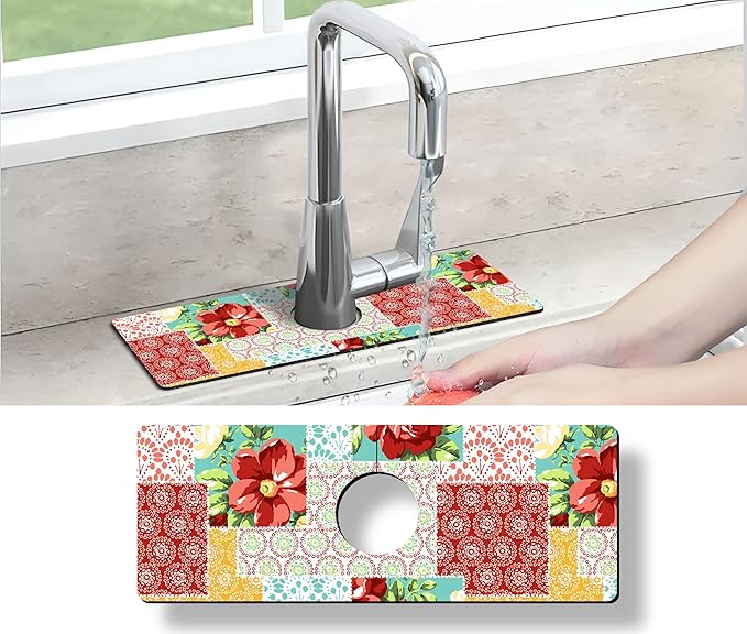 Kitchen Sink Splash Guard Faucet Mat Super Absorbent Fast Drying Mat Sink
