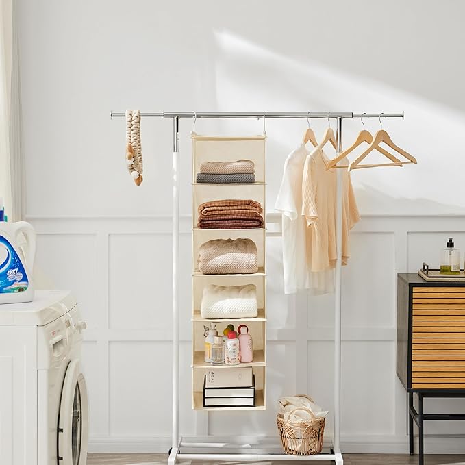 MAX Houser 6 Tier Shelf Hanging Closet Organizer, Closet Hanging Shelf