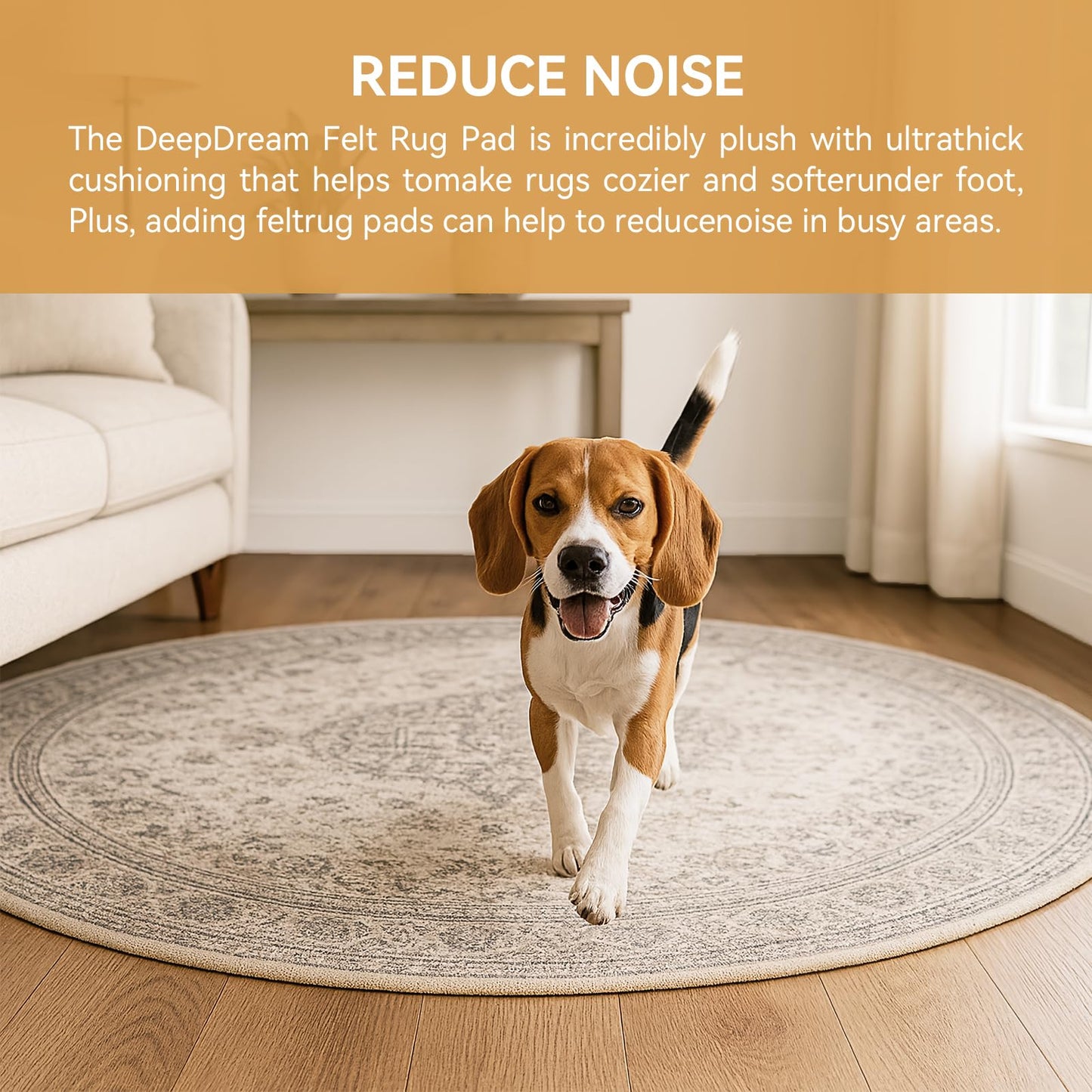 Deep Dream Dual Surface 5' Round Rug Pad, Waterproof 1/8" Thick Felt + Rubber Backing, Non Slip Round Carpet Gripper for Area Rugs, Protective Cushioned Pads for All Floors