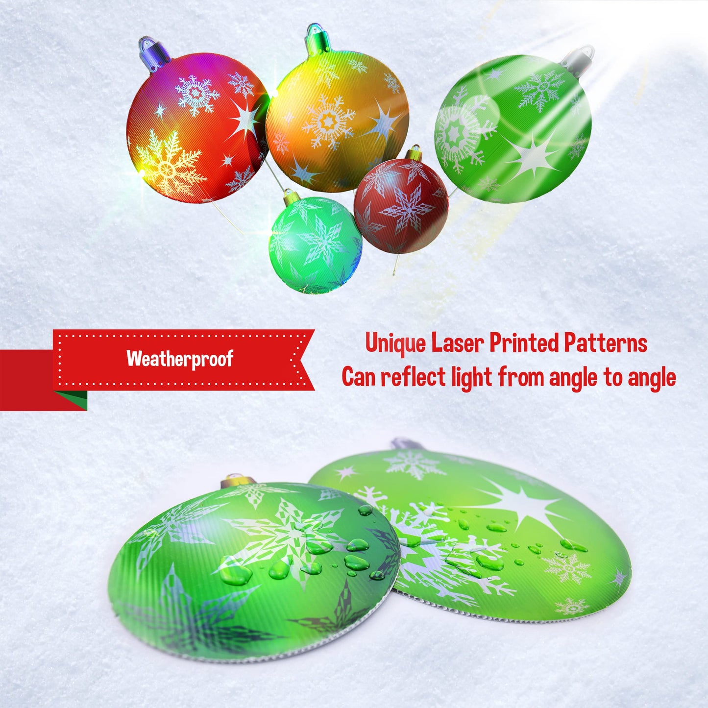 Outdoor Christmas Decoration Yard Signs | Double Sided Flat Print Christmas Ornaments Signs and Stakes Set for Hang or on Ground 5Pcs Three Large16" and Two Small 9" Per Set