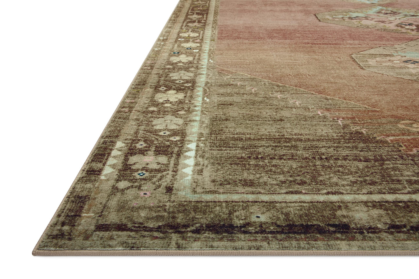 Loloi Magnolia Home by Joanna Gaines Sinclair Collection SIN-06 Clay/Tobacco 5'-0" x 7'-0", .25" Pile Height, Machine Washable, Area Rug