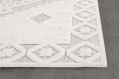 Luul Home Modern Micro Loop Indoor Area Rugs for Living Room Bedroom Kitchen Geometric Trellis White 4x6 Luxury Durable Low and High Pile Non-Shedding Stain Resistant Soft Area Carpet 4 x 6