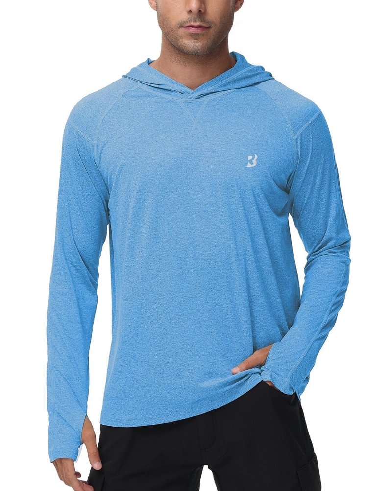 Long Sleeve Sun Shirts for Men - UPF 50+ UV Protection Hoodie Shirt for Fishing Swim Rash Guard Beach Running Workout