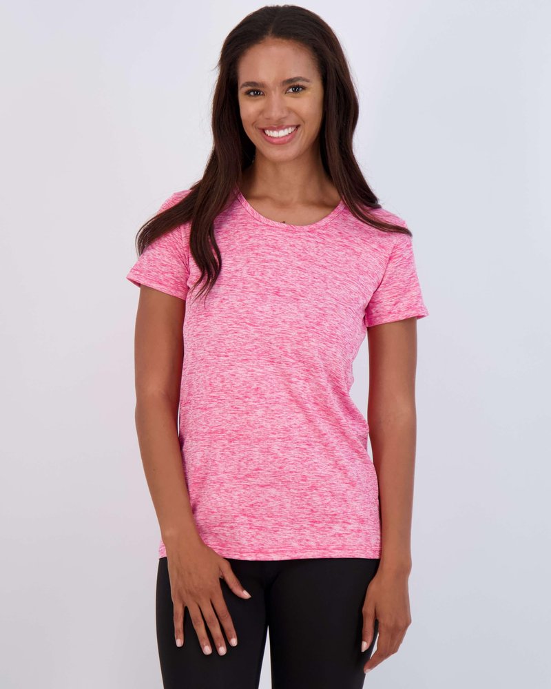 Real Essentials 5 Pack: Women's Short Sleeve T-Shirts Workout Tops Fitness Pilates Gym Activewear Athletic, Set 7, L, Pack of 5
