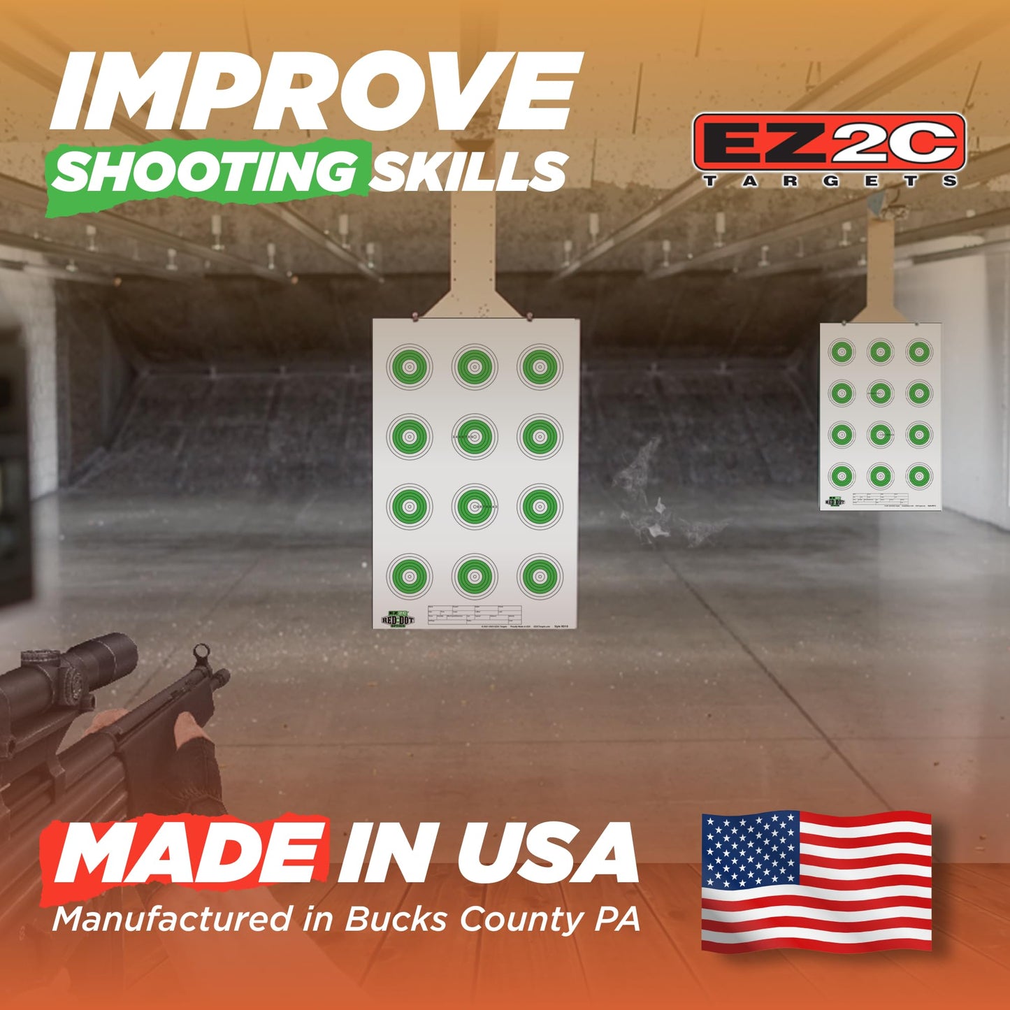 Red Dot Optics Style 10: Small Bore Rifle 50 Feet by EZ2C Targets Paper Shooting Gun Target High Visibility Firearms Rifles 11" x 17" (25 Count)