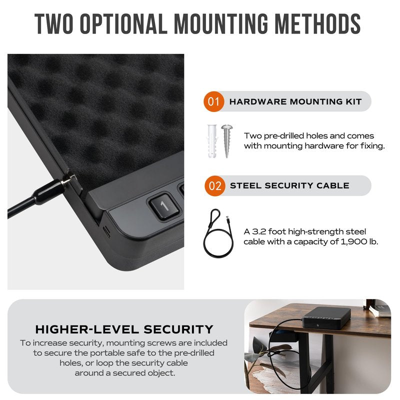 RPNB Gun Safe, Portable Gun Safe for Handgun, Smart Pistol Safes with Backlit Digital Keypad, Handgun Safes Perfect for Nightstand Bedside, Small Gun Case for Car