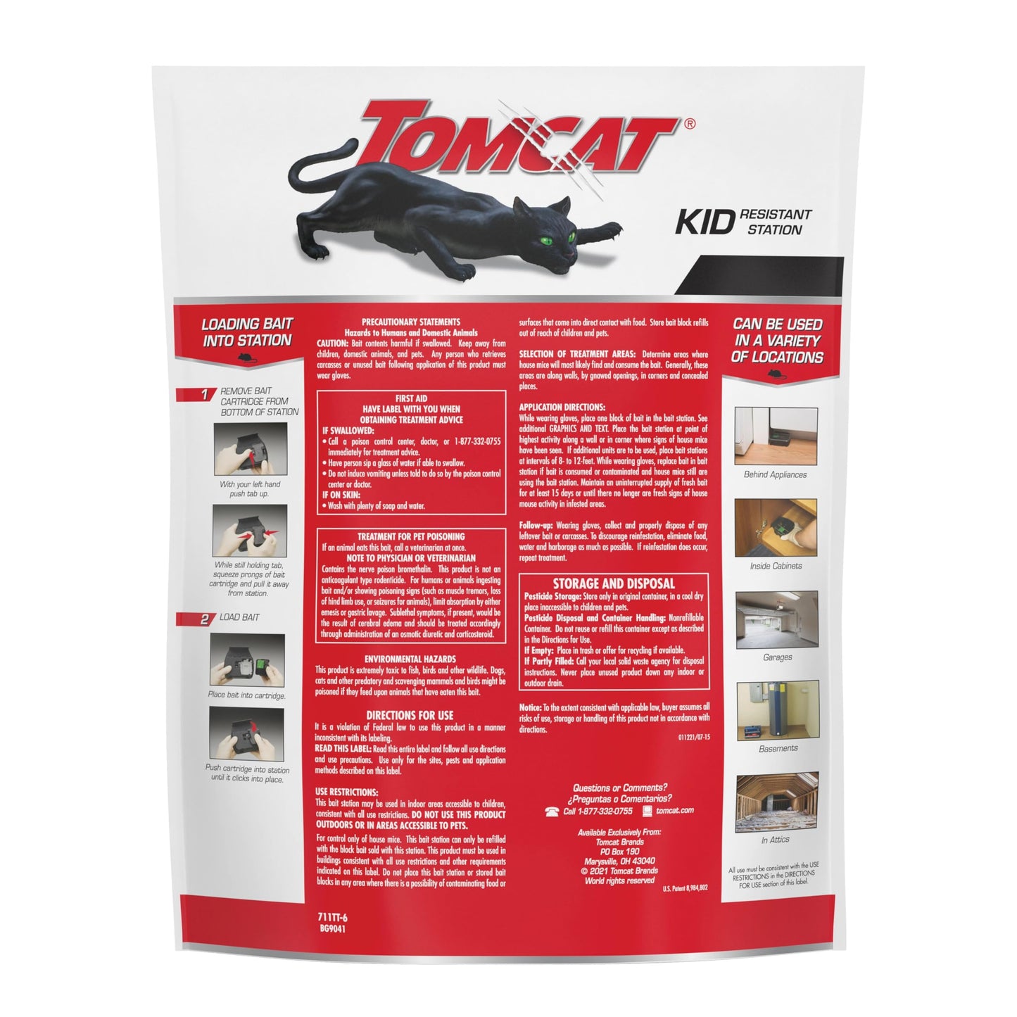Tomcat Mouse Killer(e), Child Resistant, Refillable Station - Weather-Resistant Indoor/Outdoor Bait Station with Clear Monitoring Lid, 1 Station and 32 Bait Blocks