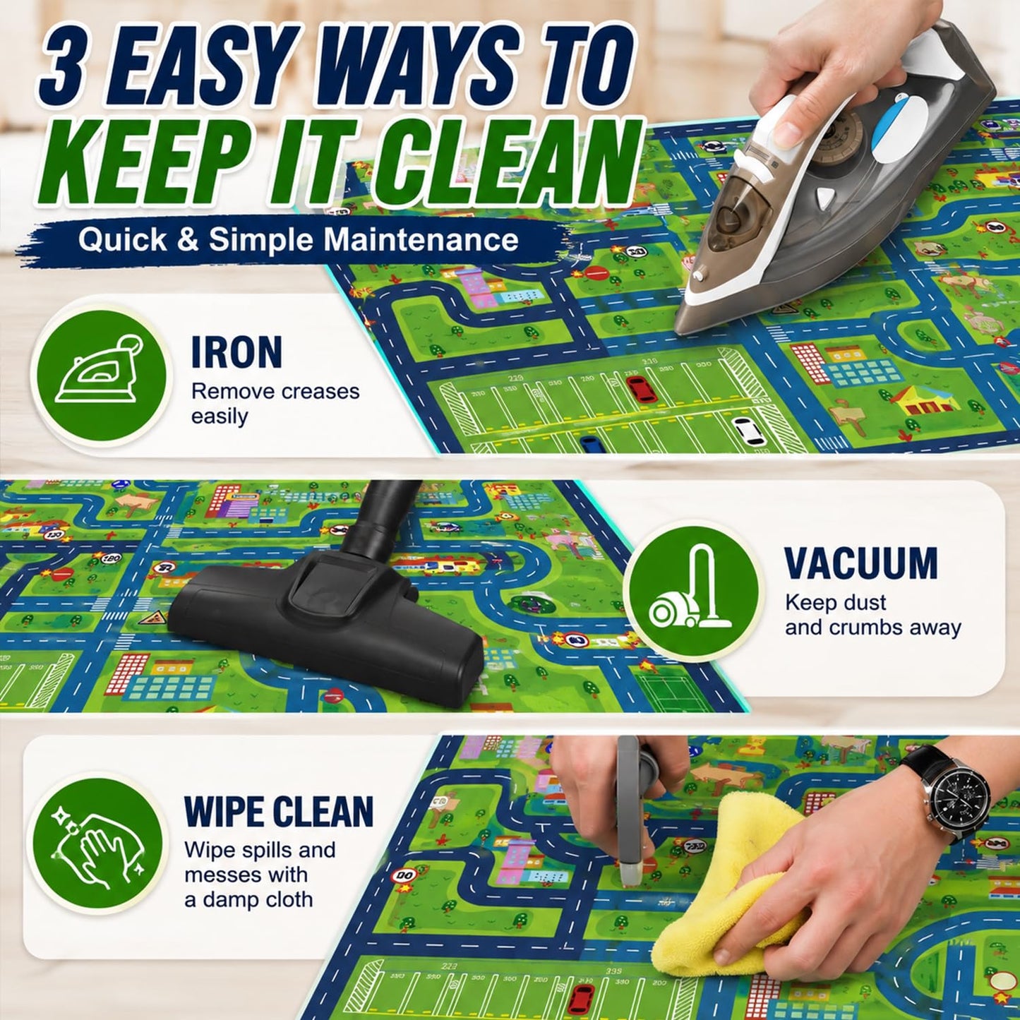 yongjoy Car Rug Road Map Area Rug, 78.7" x 59" Non-Slip Floor Mat