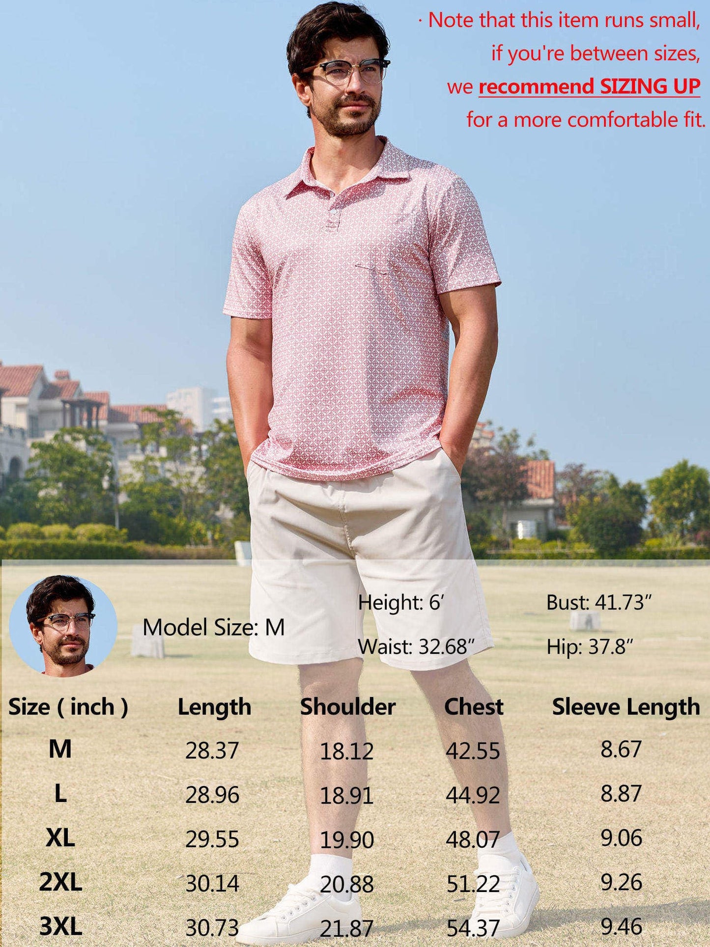 Lexiart Mens Golf Polo Shirt Short Sleeve Slim Fit Quick Dry Printed