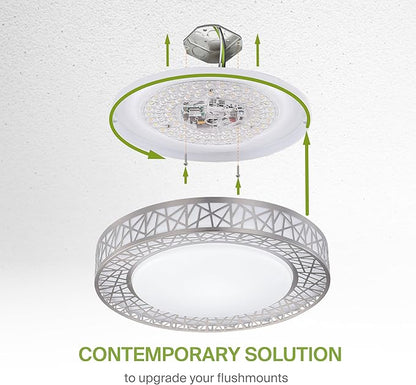 ASD 16 Inch Smart RGBW Flush Mount Ceiling Light with Remote - Brushed Nickel 28W 120V 2700-6500K Dimmable Ceiling Light Fixture, WiFi App Control RGB Lights, Alexa & Google Assistant - ETL