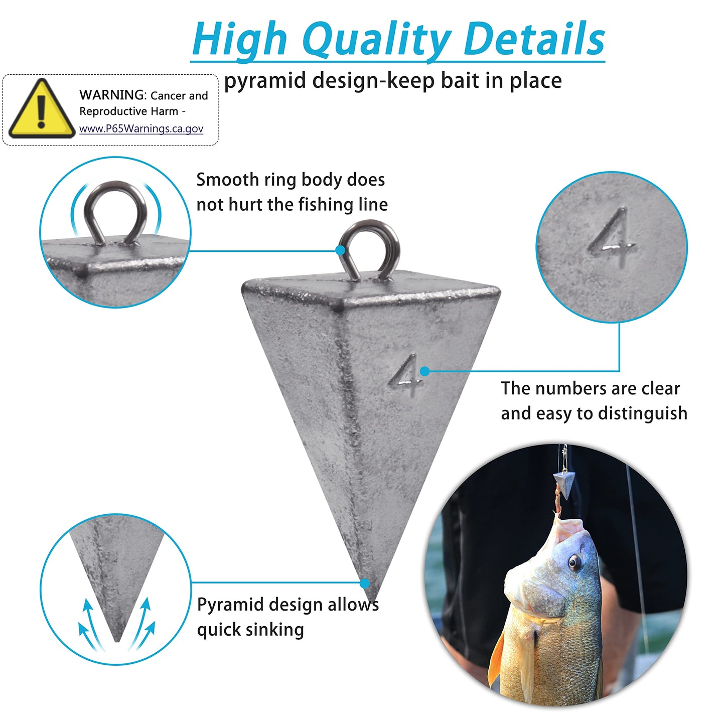 Pyramid Sinkers Fishing Weights Saltwater Pyramid Weights for Surf Fishing Gear Tackle 1oz 2oz 3oz 4oz