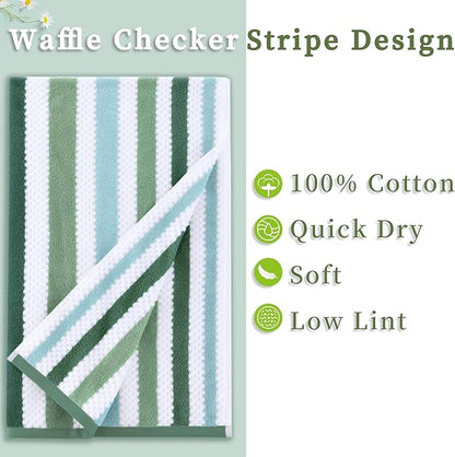 Green and White Towels