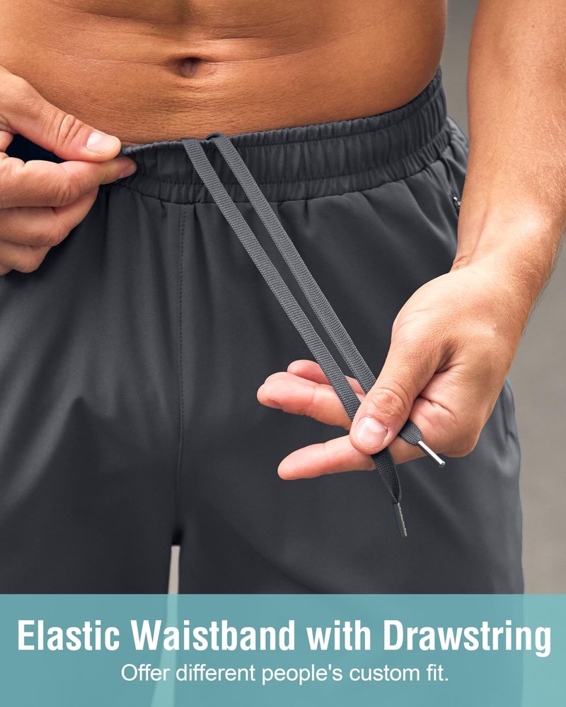 G Gradual Men's Athletic Running Shorts with Zipper Pockets Quick Dry 7"/ 5"/ 9" Workout Gym Shorts for Basketball Hiking(Dark Grey,7M)