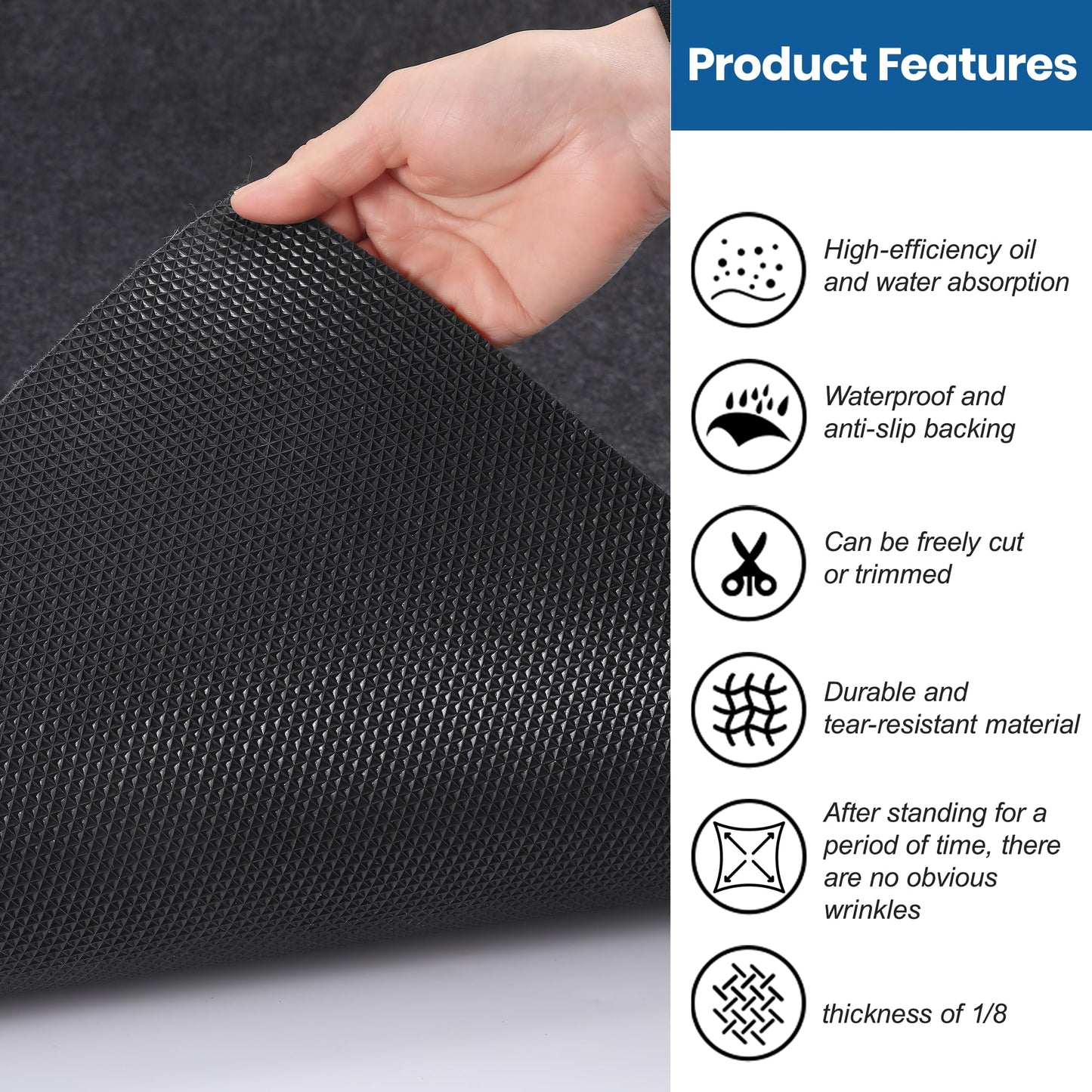Garage Floor Mats for Under Car 7'5"x 8'5" - Premium Felt + Waterproof Backing Oil Absorbent Non-Slip Reusable Pad for Golf Cart Workshop Small Vehicle Parking Protects Surfaces Transforms Garage