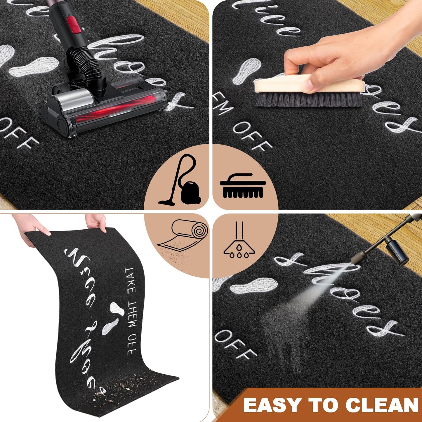 MWAZZLL Large Welcome Door Mat Outdoor Indoor Non Slip Nice Shoes Doormat 36"x24" Low-Profile Front Door Mats for Entrance,Patio,High Traffic Areas Black